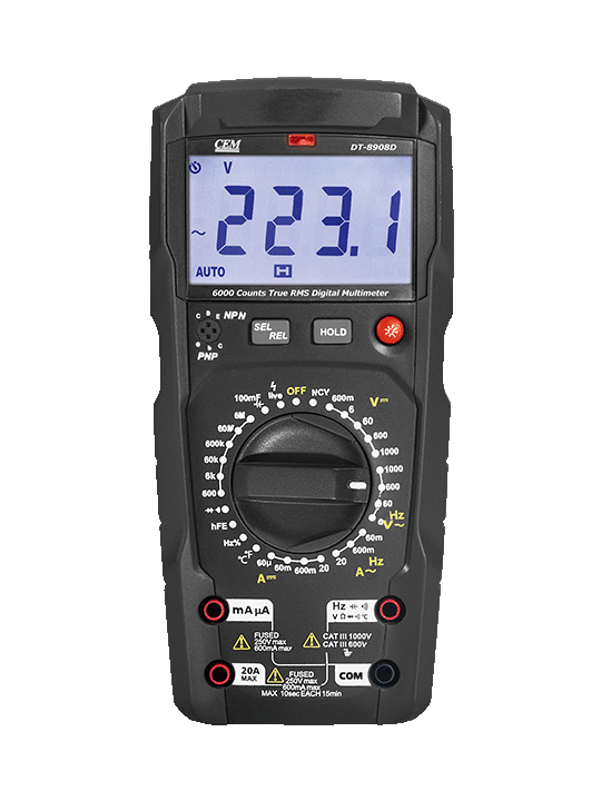 Мультиметр цифровой профессиональный True RMS с разрешением 6600 отсчетов CEM DT-8908C Мультиметры