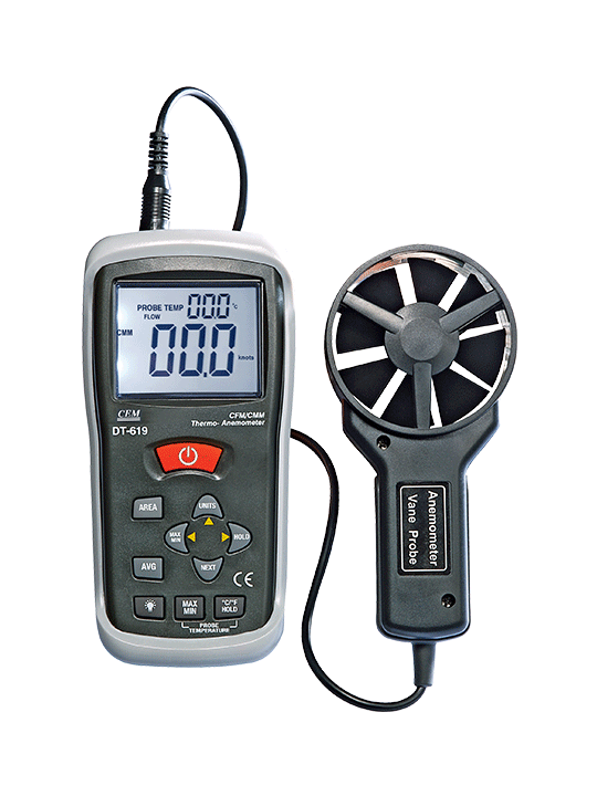 Термоанемометр CFM/CMM со встроенным бесконтактным ИК-термометром CEM DT-619 Инфракрасные лампы для сушки #2